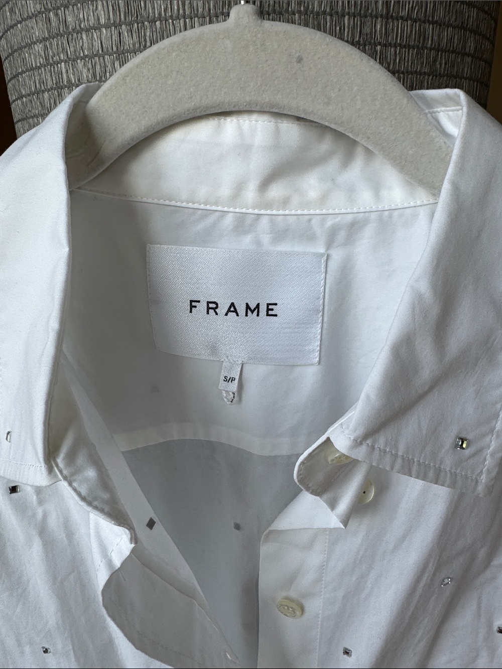 Frame Denim White Button-Down Shirt with Tiny Dot Accents - Picture 3 of 5
